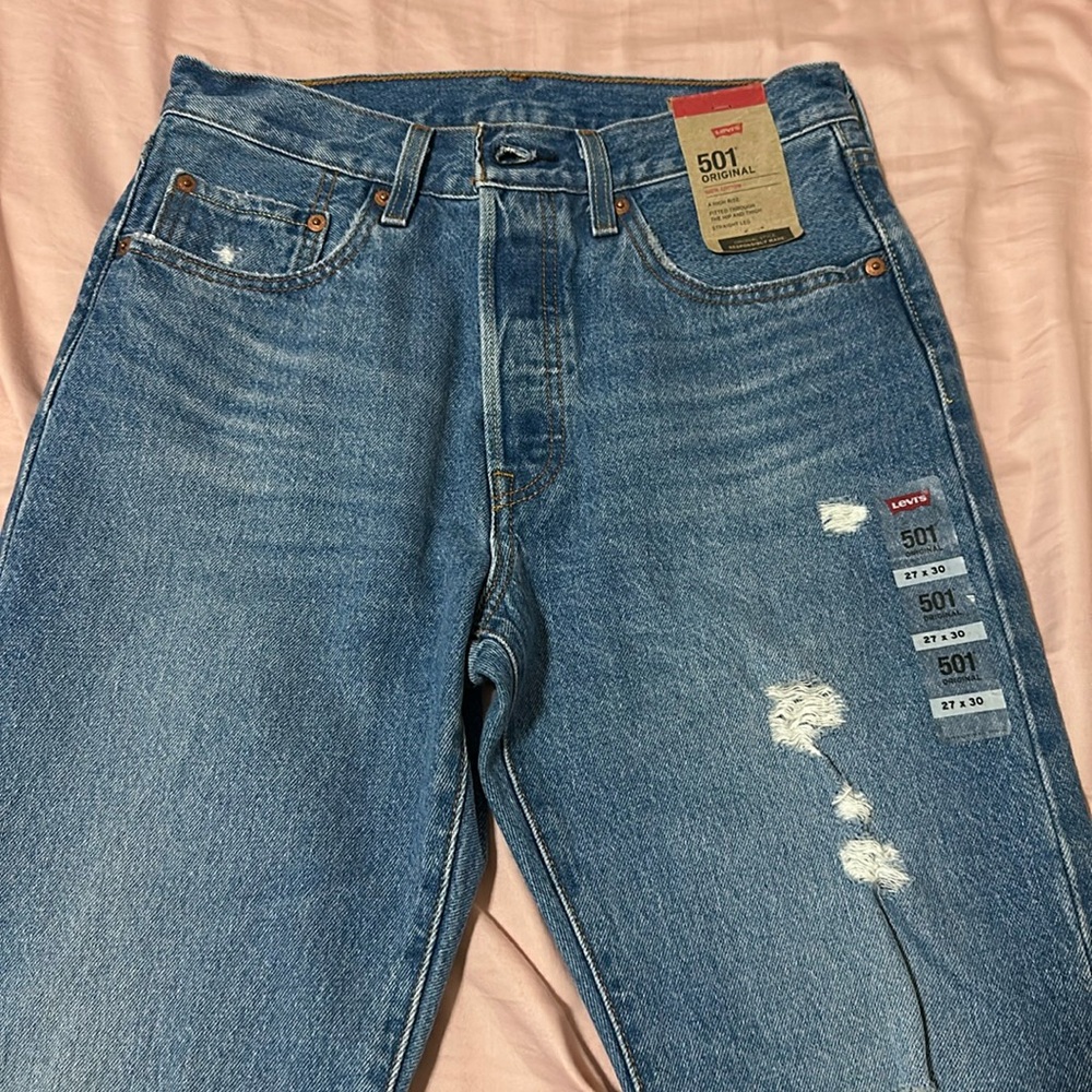 levis 501 original high rise straight leg jeans - size 27x30